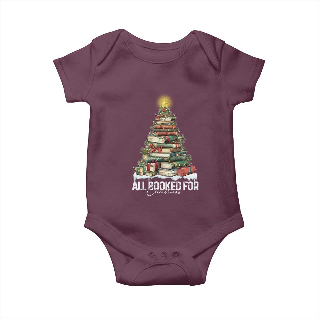 All Booked For Christmas Baby Onesie Xmas Tree Lights Book Lover TS11 Maroon Print Your Wear