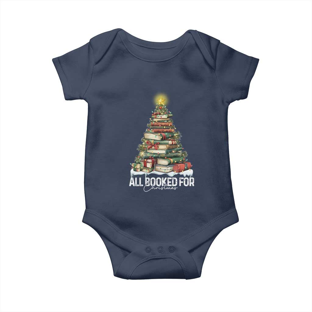 All Booked For Christmas Baby Onesie Xmas Tree Lights Book Lover TS11 Navy Print Your Wear