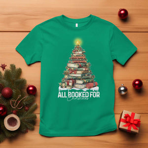 All Booked For Christmas T Shirt Xmas Tree Lights Book Lover TS11 Irish Green Print Your Wear