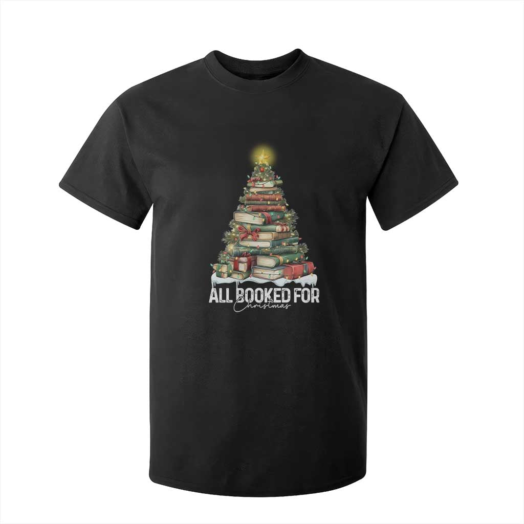 All Booked For Christmas T Shirt For Kid Xmas Tree Lights Book Lover TS11 Black Print Your Wear
