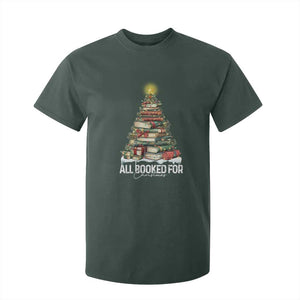 All Booked For Christmas T Shirt For Kid Xmas Tree Lights Book Lover TS11 Dark Forest Green Print Your Wear