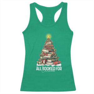 All Booked For Christmas Racerback Tank Top Xmas Tree Lights Book Lover TS11 Irish Green Print Your Wear