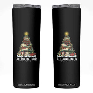 All Booked For Christmas Skinny Tumbler Xmas Tree Lights Book Lover TS11 Black Print Your Wear