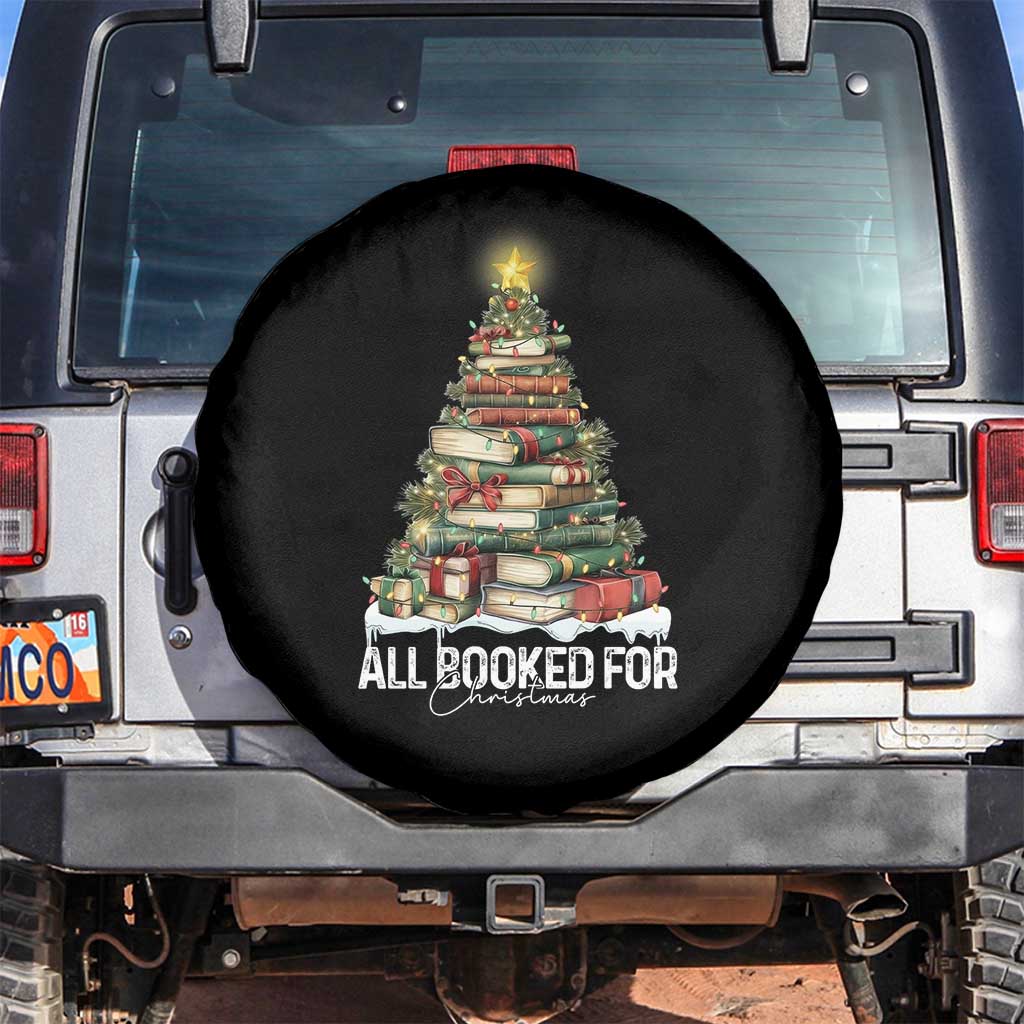 All Booked For Christmas Spare Tire Cover Xmas Tree Lights Book Lover TS11 No hole Black Print Your Wear