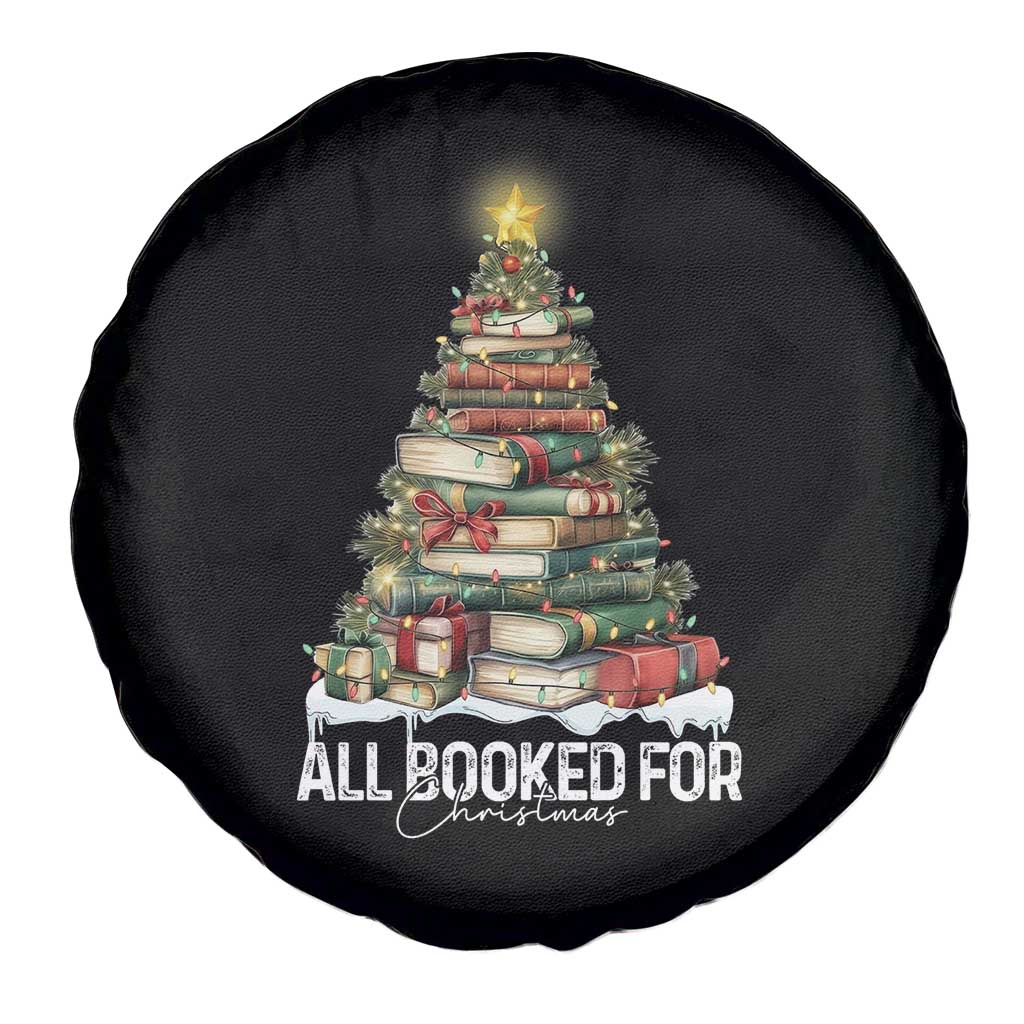All Booked For Christmas Spare Tire Cover Xmas Tree Lights Book Lover TS11 Print Your Wear