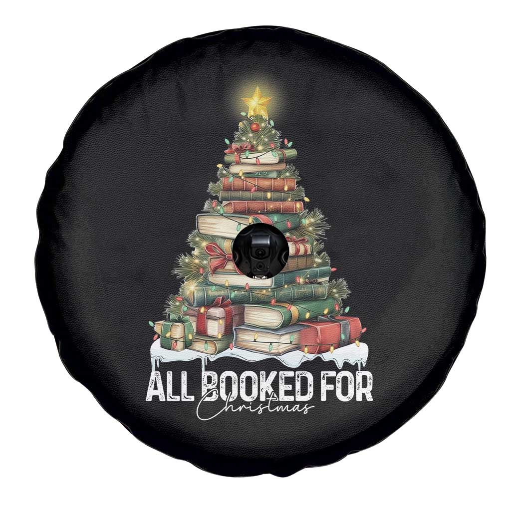 All Booked For Christmas Spare Tire Cover Xmas Tree Lights Book Lover TS11 Print Your Wear