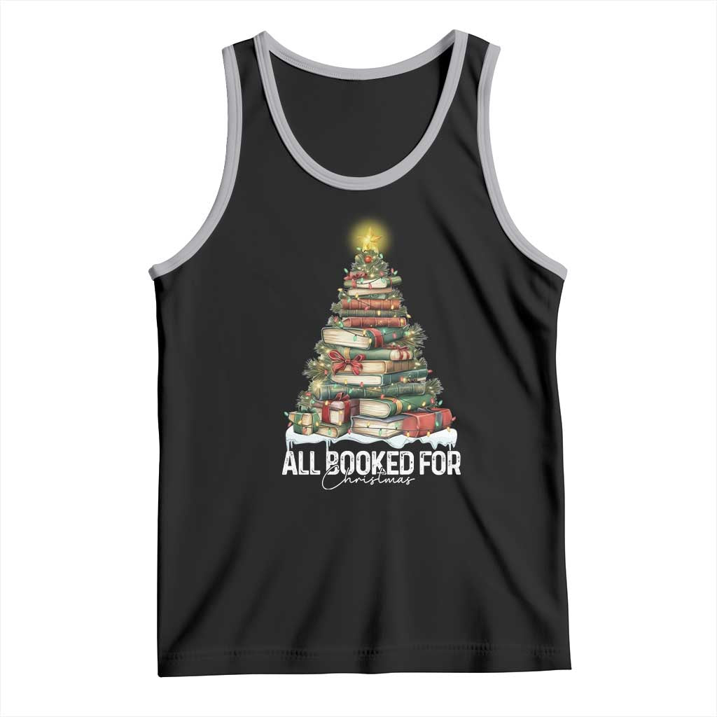 All Booked For Christmas Tank Top Xmas Tree Lights Book Lover TS11 Black Athletic Heather Print Your Wear