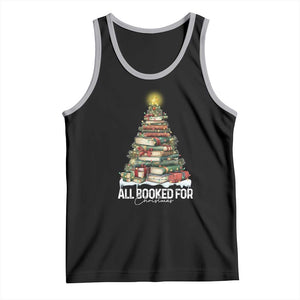 All Booked For Christmas Tank Top Xmas Tree Lights Book Lover TS11 Black Athletic Heather Print Your Wear