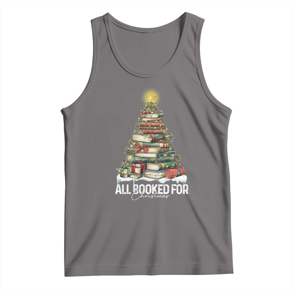 All Booked For Christmas Tank Top Xmas Tree Lights Book Lover TS11 Deep Heather Print Your Wear