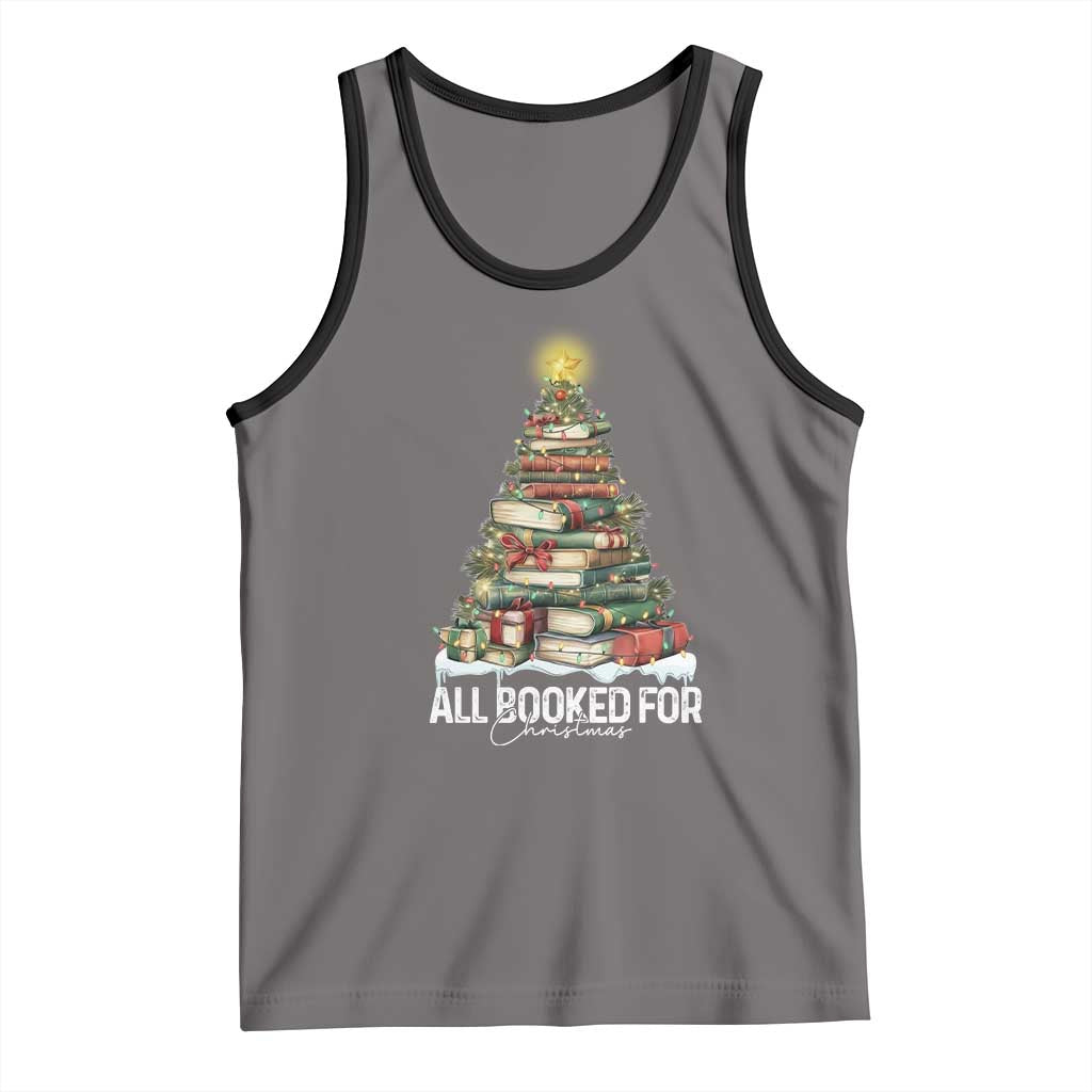 All Booked For Christmas Tank Top Xmas Tree Lights Book Lover TS11 Deep Heather Black Print Your Wear