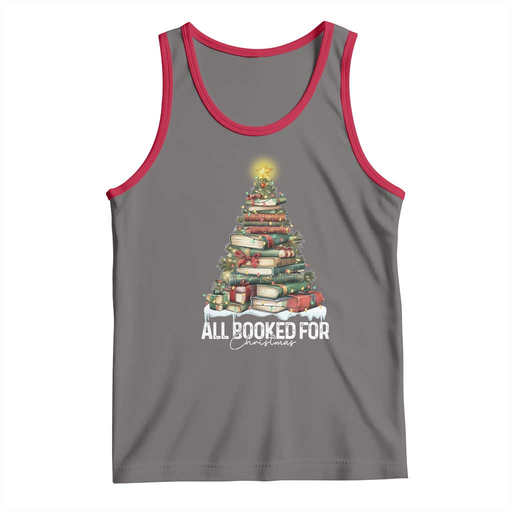 All Booked For Christmas Tank Top Xmas Tree Lights Book Lover TS11 Deep Heather Red Print Your Wear