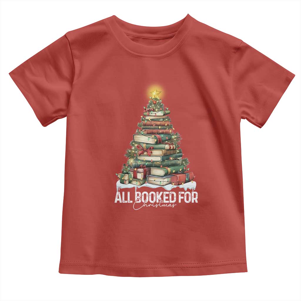 All Booked For Christmas Toddler T Shirt Xmas Tree Lights Book Lover TS11 Red Print Your Wear