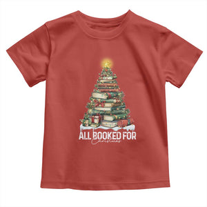 All Booked For Christmas Toddler T Shirt Xmas Tree Lights Book Lover TS11 Red Print Your Wear