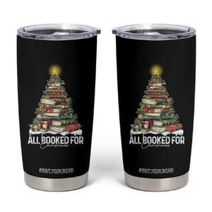 All Booked For Christmas Tumbler Cup Xmas Tree Lights Book Lover TS11 Black Print Your Wear