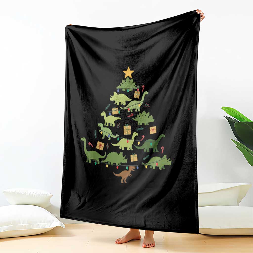Funny Christmas Dinosaur Throw Blanket Dino Xmas Tree Rex Paleontologist TS11 Print Your Wear