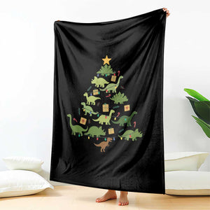Funny Christmas Dinosaur Throw Blanket Dino Xmas Tree Rex Paleontologist TS11 Print Your Wear