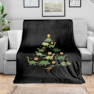 Funny Christmas Dinosaur Throw Blanket Dino Xmas Tree Rex Paleontologist TS11 Print Your Wear