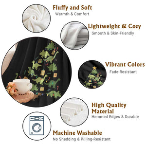 Funny Christmas Dinosaur Throw Blanket Dino Xmas Tree Rex Paleontologist TS11 Print Your Wear