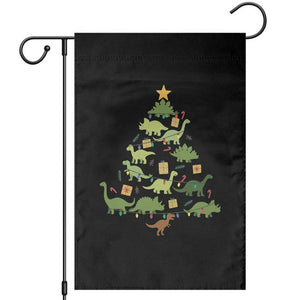 Funny Christmas Dinosaur Garden Flag Dino Xmas Tree Rex Paleontologist TS11 Black Print Your Wear