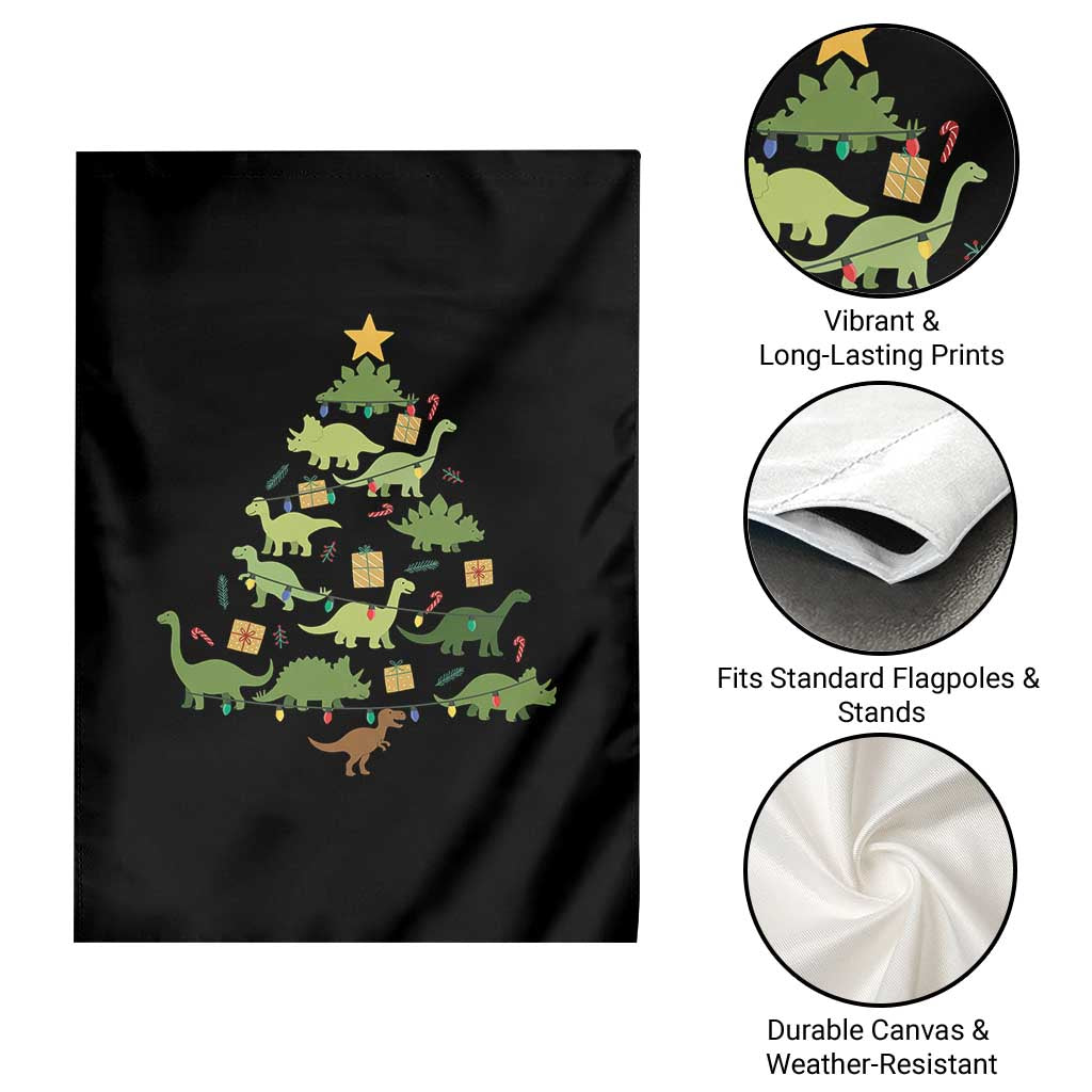 Funny Christmas Dinosaur Garden Flag Dino Xmas Tree Rex Paleontologist TS11 Print Your Wear