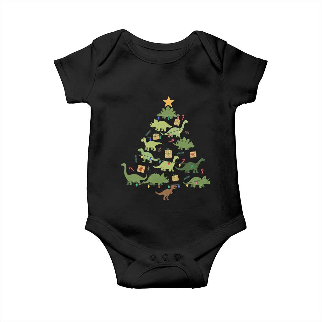 Funny Christmas Dinosaur Baby Onesie Dino Xmas Tree Rex Paleontologist TS11 Black Print Your Wear