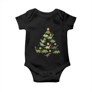 Funny Christmas Dinosaur Baby Onesie Dino Xmas Tree Rex Paleontologist TS11 Black Print Your Wear