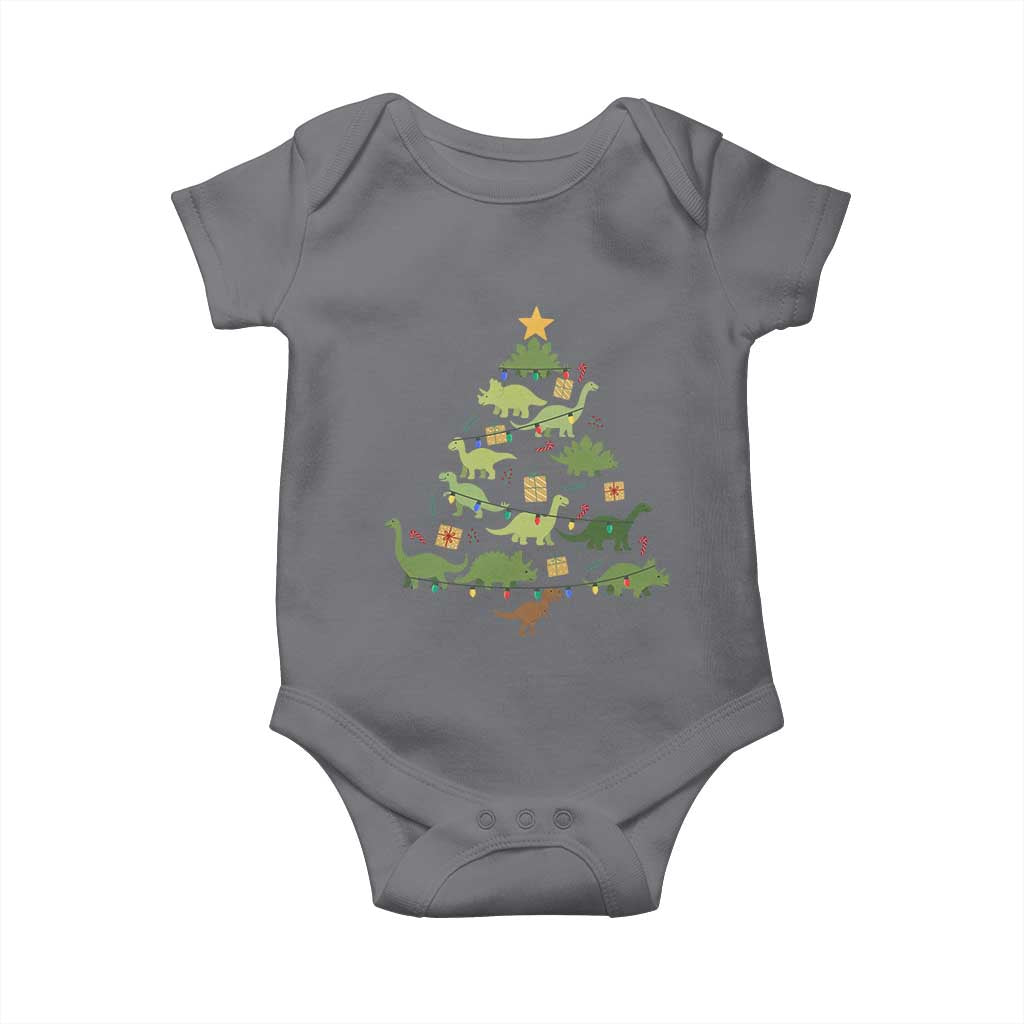 Funny Christmas Dinosaur Baby Onesie Dino Xmas Tree Rex Paleontologist TS11 Charcoal Print Your Wear