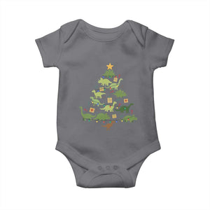 Funny Christmas Dinosaur Baby Onesie Dino Xmas Tree Rex Paleontologist TS11 Charcoal Print Your Wear