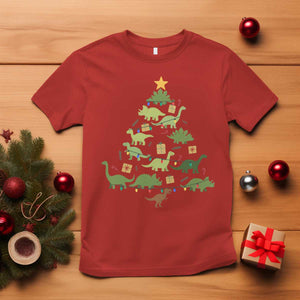 Funny Christmas Dinosaur T Shirt Dino Xmas Tree Rex Paleontologist TS11 Red Print Your Wear