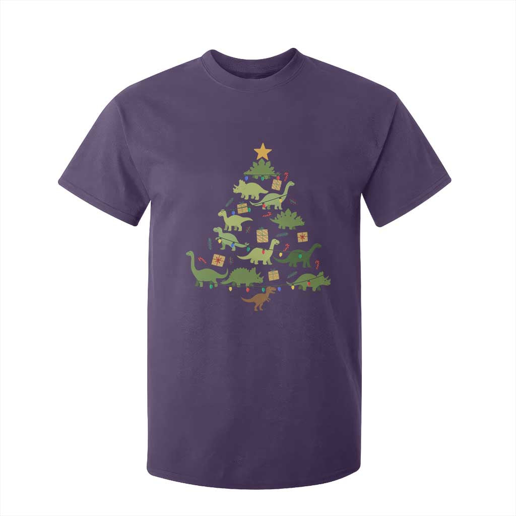 Funny Christmas Dinosaur T Shirt For Kid Dino Xmas Tree Rex Paleontologist TS11 Purple Print Your Wear