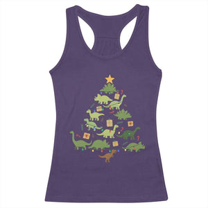 Funny Christmas Dinosaur Racerback Tank Top Dino Xmas Tree Rex Paleontologist TS11 Purple Print Your Wear