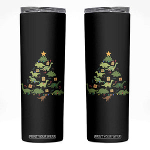 Funny Christmas Dinosaur Skinny Tumbler Dino Xmas Tree Rex Paleontologist TS11 Black Print Your Wear