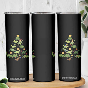Funny Christmas Dinosaur Skinny Tumbler Dino Xmas Tree Rex Paleontologist TS11 Print Your Wear