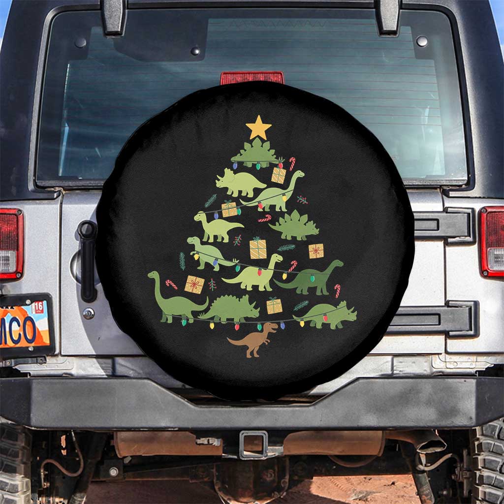Funny Christmas Dinosaur Spare Tire Cover Dino Xmas Tree Rex Paleontologist TS11 No hole Black Print Your Wear
