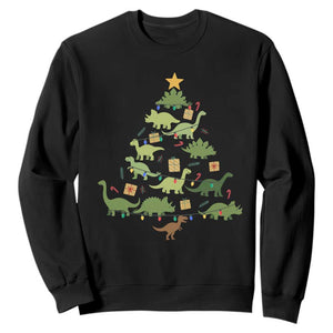 Funny Christmas Dinosaur Sweatshirt Dino Xmas Tree Rex Paleontologist TS11 Black Print Your Wear