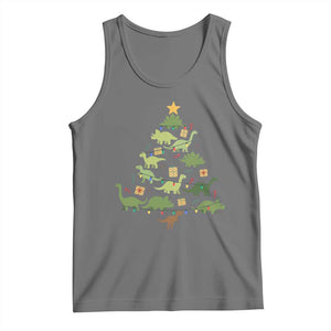 Funny Christmas Dinosaur Tank Top Dino Xmas Tree Rex Paleontologist TS11 Black Heather Print Your Wear
