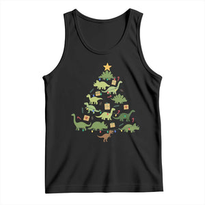 Funny Christmas Dinosaur Tank Top Dino Xmas Tree Rex Paleontologist TS11 Black Print Your Wear