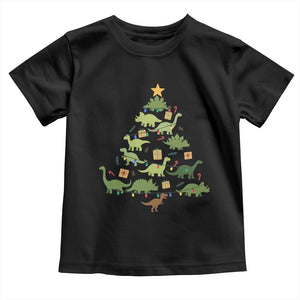 Funny Christmas Dinosaur Toddler T Shirt Dino Xmas Tree Rex Paleontologist TS11 Black Print Your Wear
