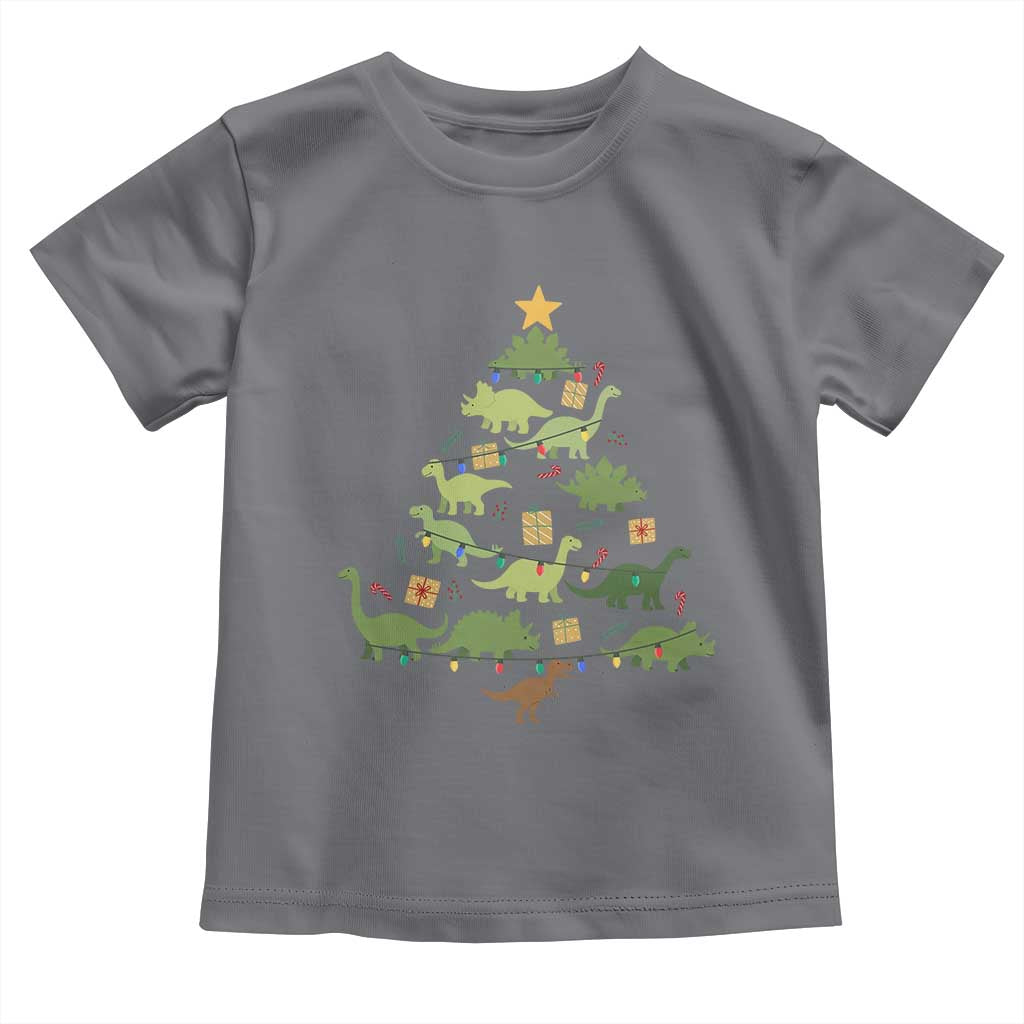 Funny Christmas Dinosaur Toddler T Shirt Dino Xmas Tree Rex Paleontologist TS11 Charcoal Print Your Wear