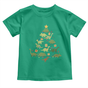 Funny Christmas Dinosaur Toddler T Shirt Dino Xmas Tree Rex Paleontologist TS11 Irish Green Print Your Wear