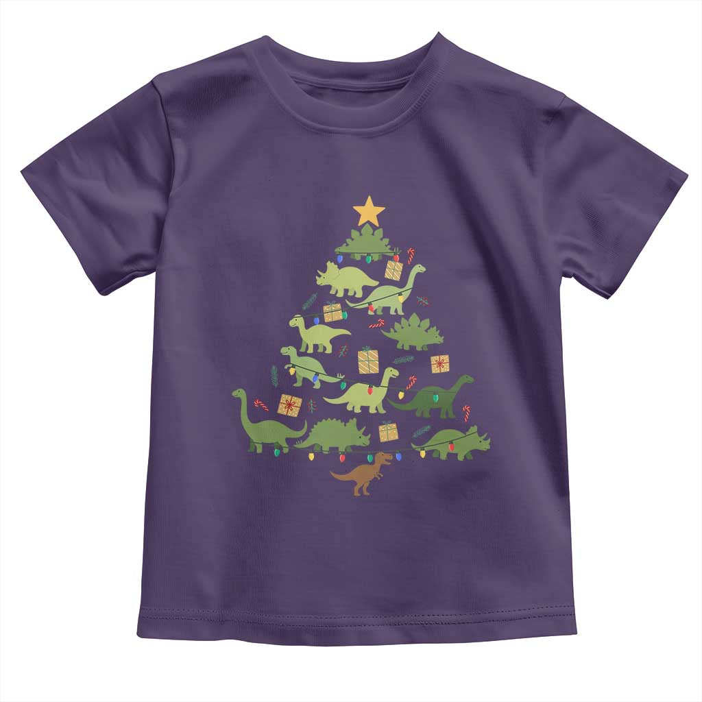 Funny Christmas Dinosaur Toddler T Shirt Dino Xmas Tree Rex Paleontologist TS11 Purple Print Your Wear