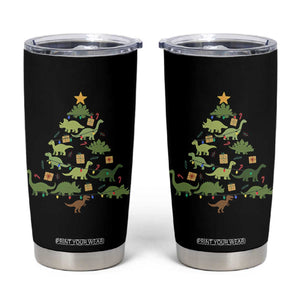 Funny Christmas Dinosaur Tumbler Cup Dino Xmas Tree Rex Paleontologist TS11 Black Print Your Wear