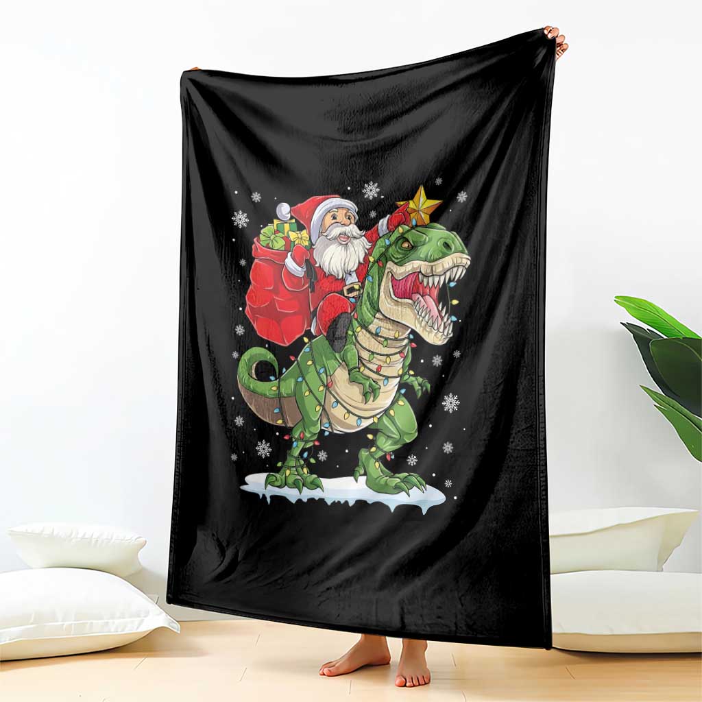 Funny Dinosaur Christmas Santa Claus Riding Dino Throw Blanket TS11 Print Your Wear
