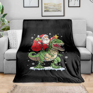 Funny Dinosaur Christmas Santa Claus Riding Dino Throw Blanket TS11 Print Your Wear