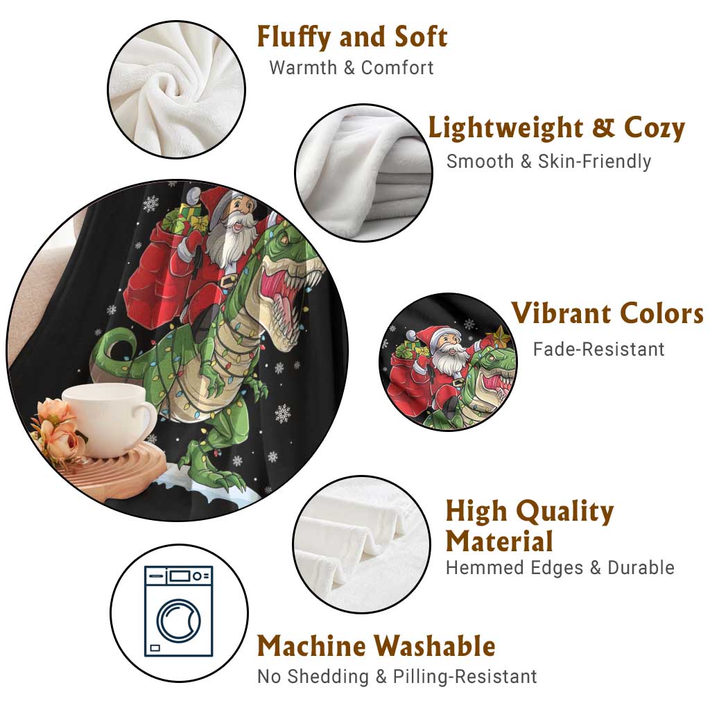 Funny Dinosaur Christmas Santa Claus Riding Dino Throw Blanket TS11 Print Your Wear