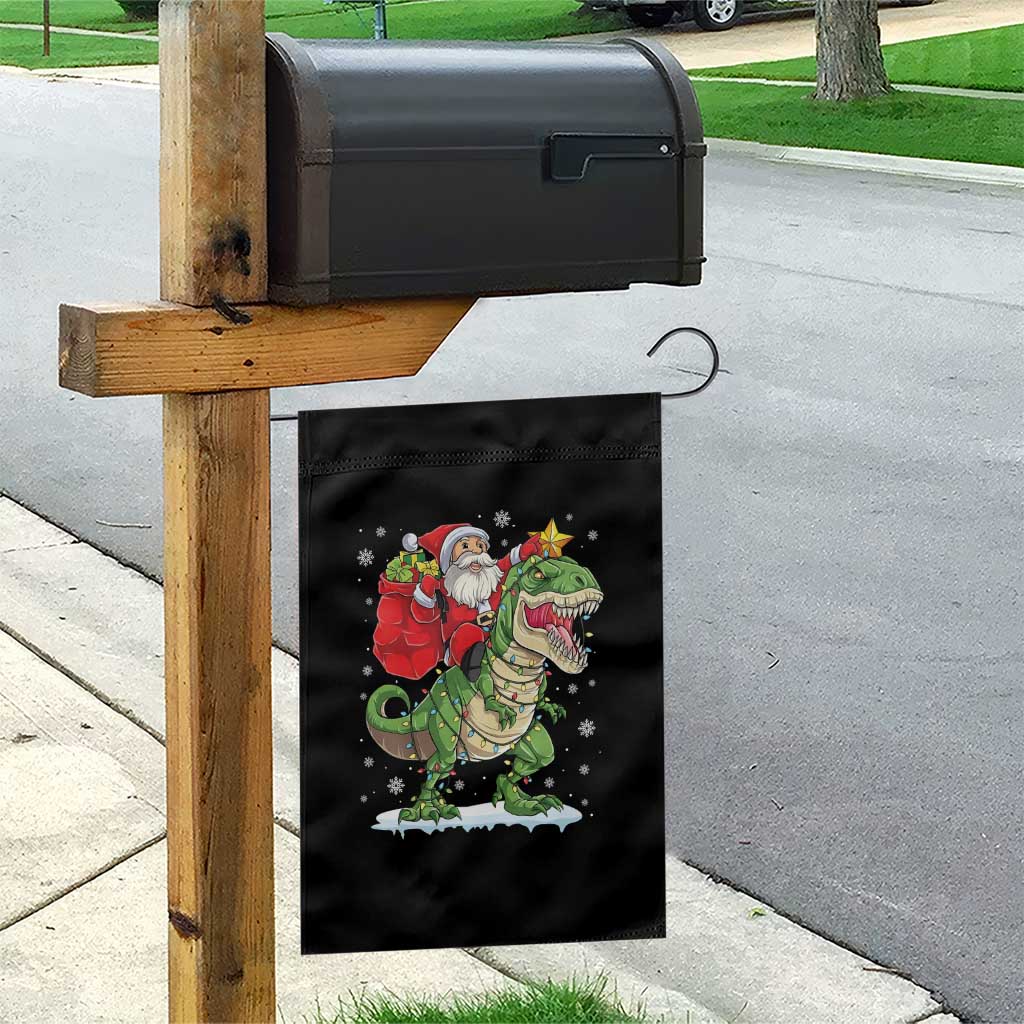 Funny Dinosaur Christmas Santa Claus Riding Dino Garden Flag TS11 Print Your Wear