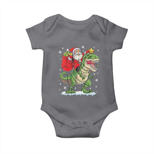 Funny Dinosaur Christmas Santa Claus Riding Dino Baby Onesie TS11 Charcoal Print Your Wear