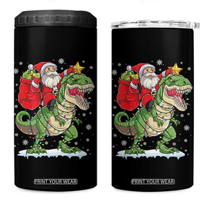 Funny Dinosaur Christmas Santa Claus Riding Dino 4 in 1 Can Cooler Tumbler TS11 One Size: 16 oz Black Print Your Wear