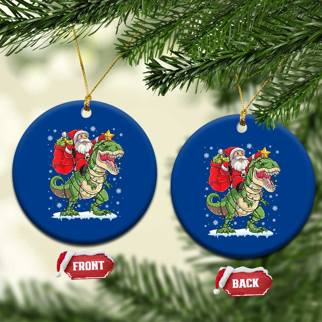 Funny Dinosaur Christmas Santa Claus Riding Dino Ceramic Ornament TS11 1pc Blue Print Your Wear