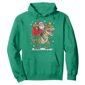 Funny Dinosaur Christmas Santa Claus Riding Dino Hoodie TS11 Irish Green Print Your Wear